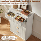 LEYAOYAO Fluted 6 Drawers Dresser for Bedroom Set of 2, 42" Tall Modern Chest of Drawers with Metal Handle, Curved Profile Design,White Wood Drawer Organizer for Bedroom, Living Room, Hallway