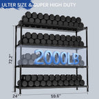 Heavy Duty Shelving, 72.2" H Garage Shelving Unit with Leveling Feet, 4-Tier Adjustable Garage Storage Shelves Metal Rack, Industrial Shelving for Warehaouse Storage, 60" W x 24" D x 72.2" H, Black