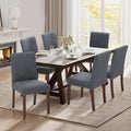 Upholstered Parsons Dining Chairs Set of 6, Modern Dining Room Chairs with Back, Fabric Kitchen Side Chairs with Wood Legs for Dinner Farmhouse Restaurant, Dark Grey
