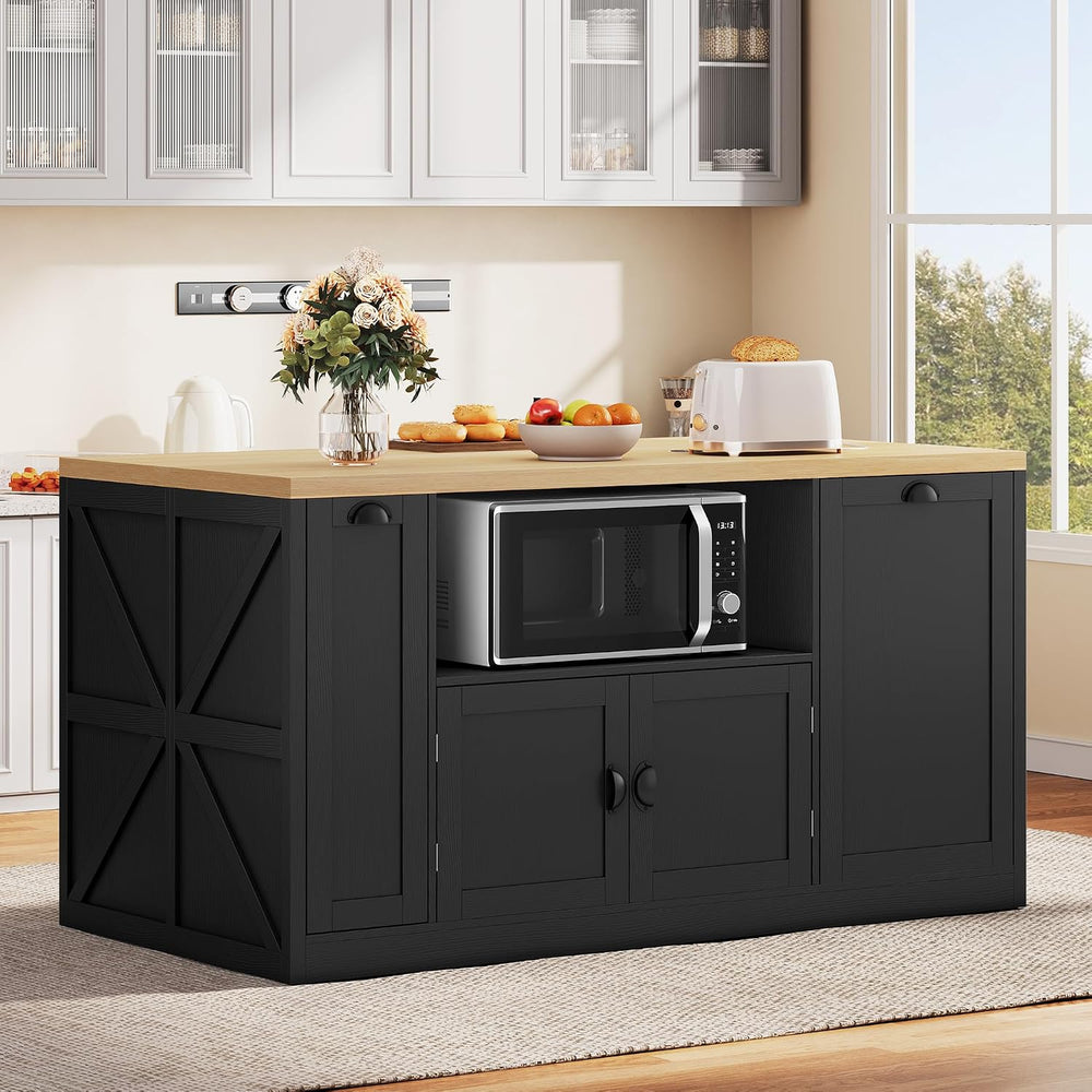 Large Kitchen Island with Storage, 63" L Farmhouse Kitchen Island | on W...