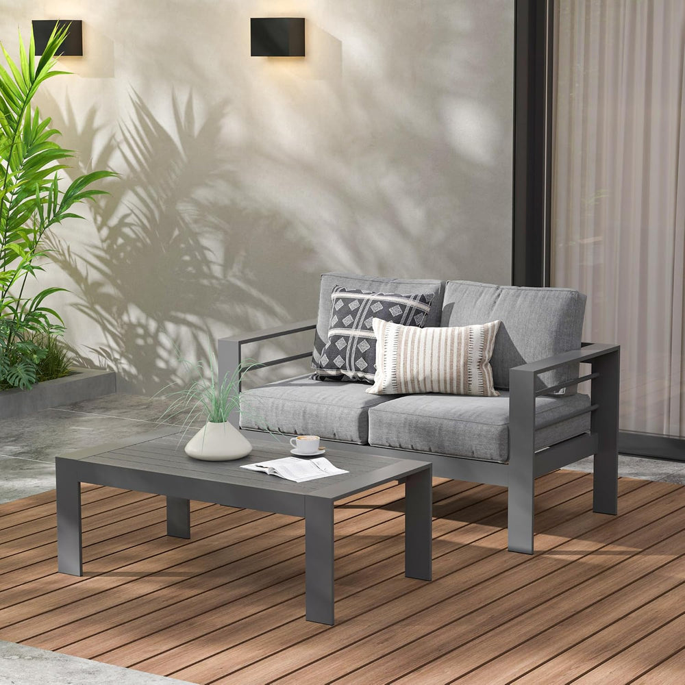 Wisteria Lane Aluminum Outdoor Patio Furniture Coffee Table, All-Weather Outd...