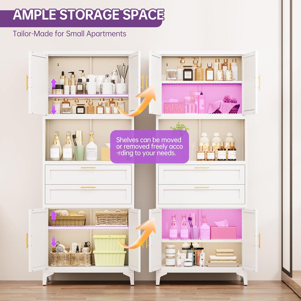 75" Tall Food Kitchen Pantry Cabinet,Tall Bathroom Storage Cabinet with ...