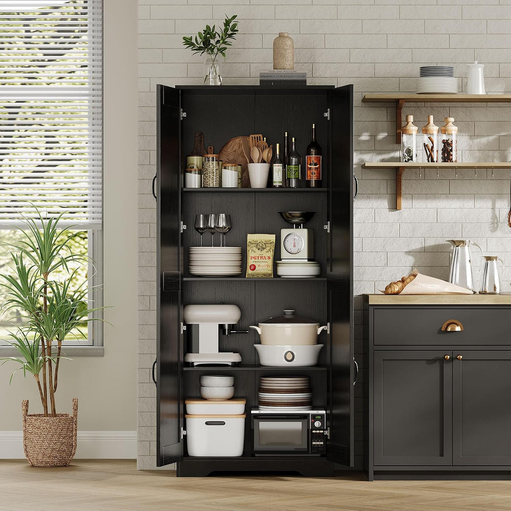 Garvee Tall Pantry Cabinet, 60" Kitchen Storage Cabinet with 2 Doors &am...