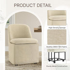Upholstered Dining Chairs with Casters, Washable Cover Modern Dining Room Chairs with Thick Cushion & Sturdy Metal Frame for Kitchen, Living Room, Dressing Room, Sand Fabric, Set of 1