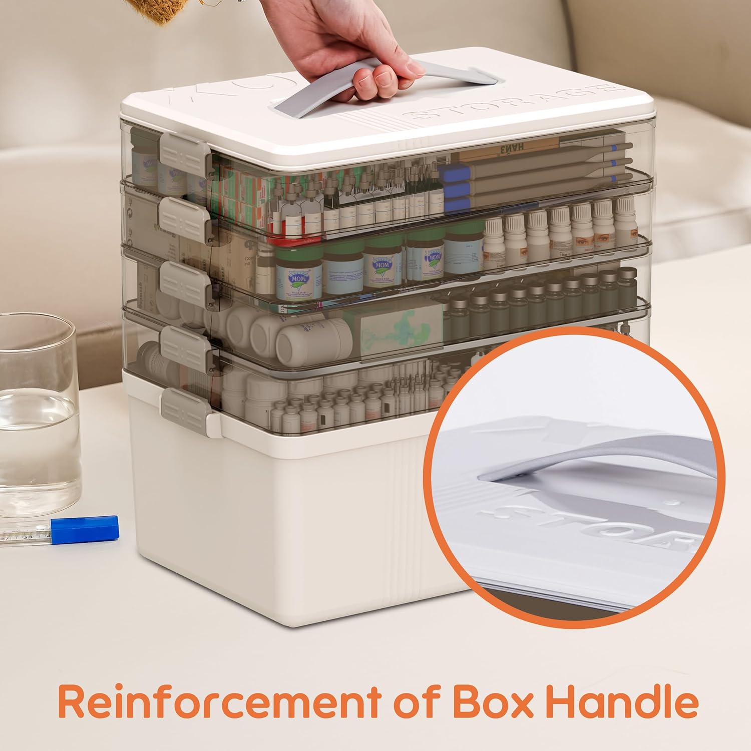 Citylife 5-Tier Medicine Organizer, Portable Medicine Cabinet First Aid Kit with Handle, Multi-Purpose Organizer for Family First Aid, Home, Travel