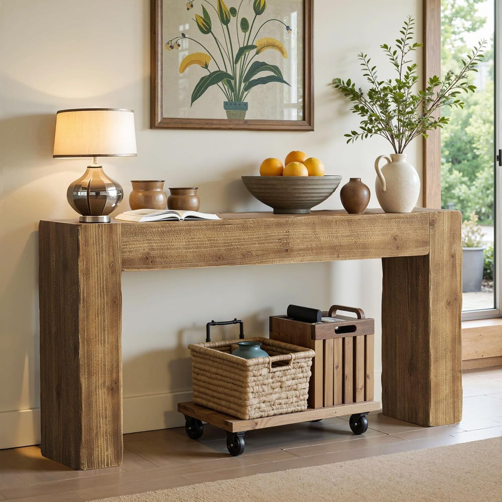 Tribesigns 63-Inch Solid Wood Console Sofa Table, Farmhouse Long Entryway Tab...