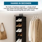 Honey-Can-Do 10-Shelf Hanging Shoe Organizer, Black - Closet Storage Rack for Shoes, Accessories & Clothes, Space Saving