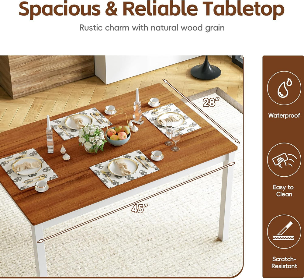 MU 5 Piece Dining Table Set for 4, Rectangular Wood Kitchen Table Chairs Set ...