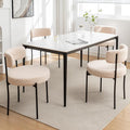 Boucle Dining Chairs Set of 4, Mid Century Modern Dining Room Chairs with Metal Legs, Upholstered Kitchen Chairs for Dining Room, Kitchen (Beige)