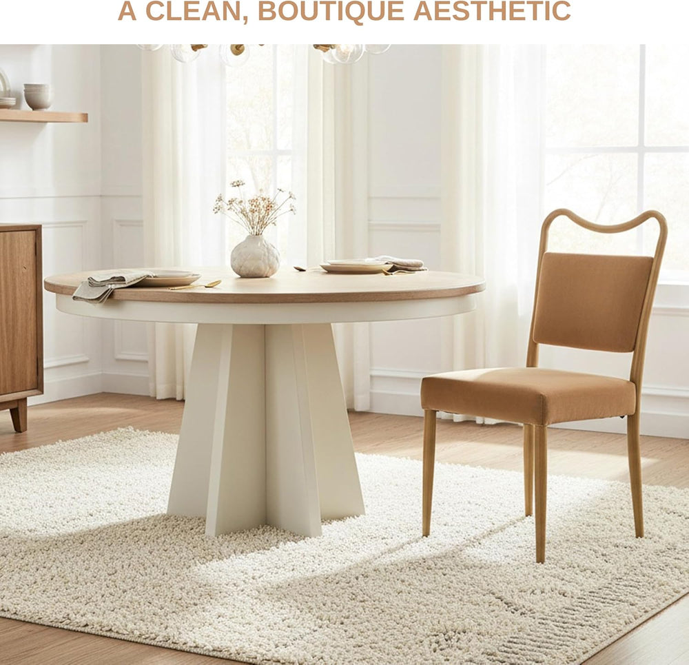 Velvet Dining Chairs Set of 2, Mid-Century Modern, Brown | Wood Grain Metal F...