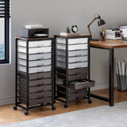 Rolling Cart with Drawers,10 Drawer Rolling Cart,Storage Cart,Utility Cart,Teacher Cart for Classroom Storage,Craft Cart with Wheels and Wooden Tabletop,Grey