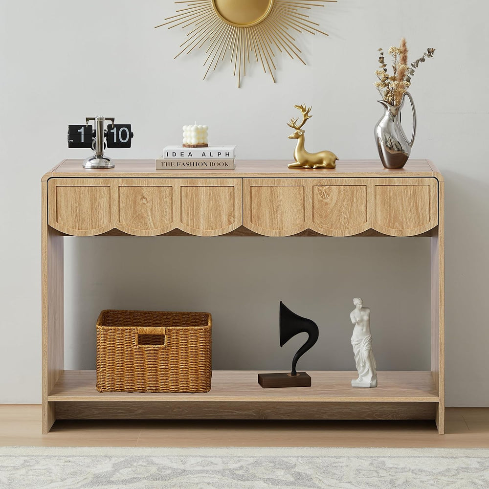 ORRD Console Table with Drawers, Mid-Century 43 Inches Narrow Entryway Table ...