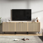 TV Stand for 100" TV, Mid Century Modern 94.5'' Television Stand, Entertainment Center with Storage and Adjustable Shelves, Media Console TV Cabinet for Living Room