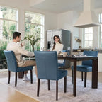 Watson & Whitely Upholstered Dining Chairs Set of 4, Faux Leather Armless Dining Room Chairs with Solid Wood Legs & Back Side Chair for Kitchen, Living Room, Restaurant, Blue