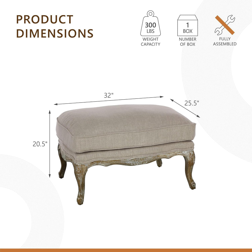 Lexicon Parlier Show Wood Ottoman - Rectangle Ottoman Pouf Foot Rest, Floral ...