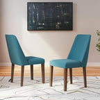 Signature Design by Ashley Lyncott Contemporary Dining Room Upholstered Side Chair with Foam Cushion, 2 Count, Blue & Brown