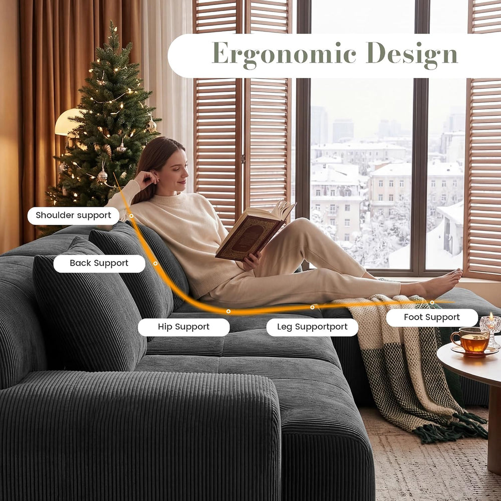 GRUSIGN 118'' Modular Sofa,Sectional Couch for Living Room | Tufted O...