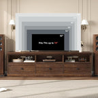 IDEALHOUSE 70in TV Stand for TVs up to 80", Mid Century Modern Entertainment Center with Storage Drawer and Open Shelves, TV Console Media Cabinet for Living Room, Bedroom, Brown