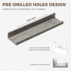 Axeman Floating Shelves for Wall | Picture Ledge Shelf Set of 2 | Rustic Grey Picture Shelf for Wall with Ledge | Small Floating Shelves with Lip | Photo Ledge Shelves for Books Album Records