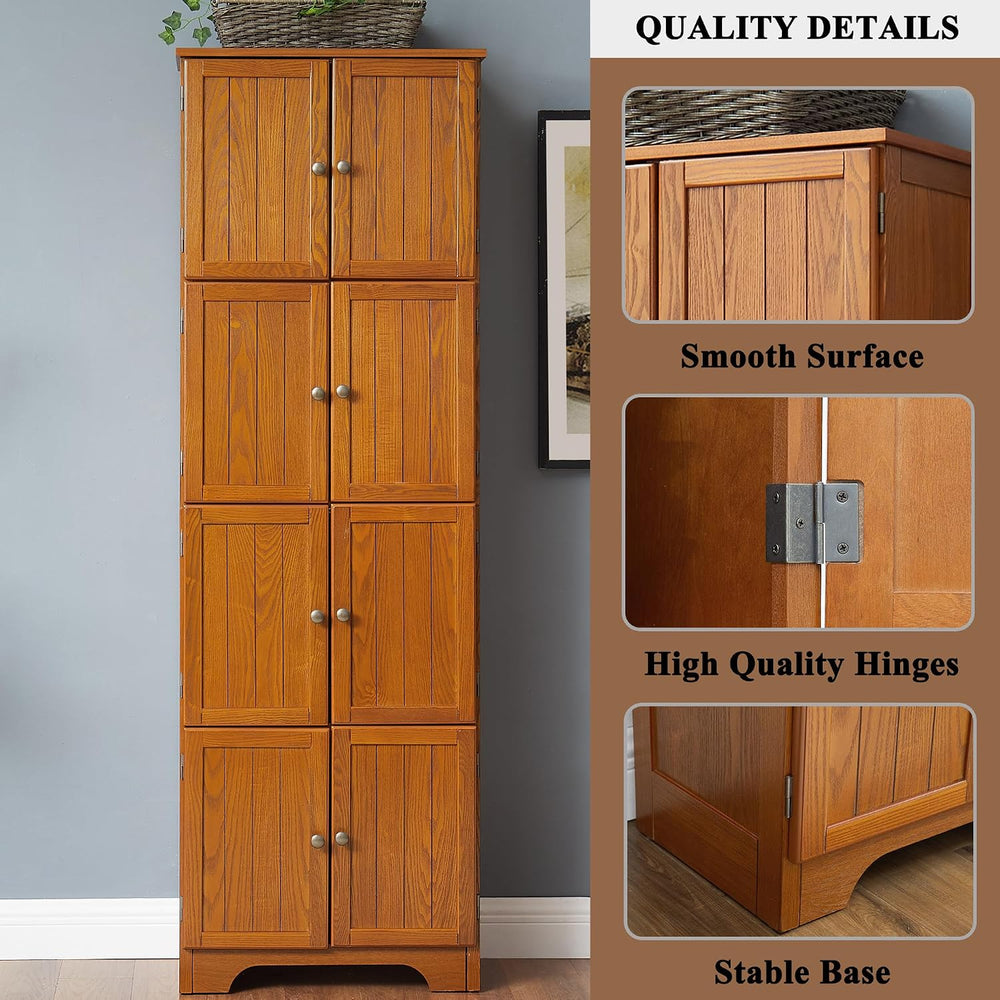 72" Tall Farmhouse Storage Cabinet, 4 Tier Kitchen Pantry Cabinet with 4...