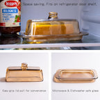 Butter Dish with Lid for Countertop, Elegant Champagne-Colored Covered Glass Butter Holder Tray Container