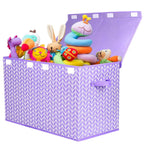 Mayniu Large Toy Box Chest with Flip Lid, Toy Storage Organizers Bin Boxes Basket with Sturdy Handles for Boys, Girls, Kids, Nursery, Playroom, Living Room, Bedroom, (Purple)