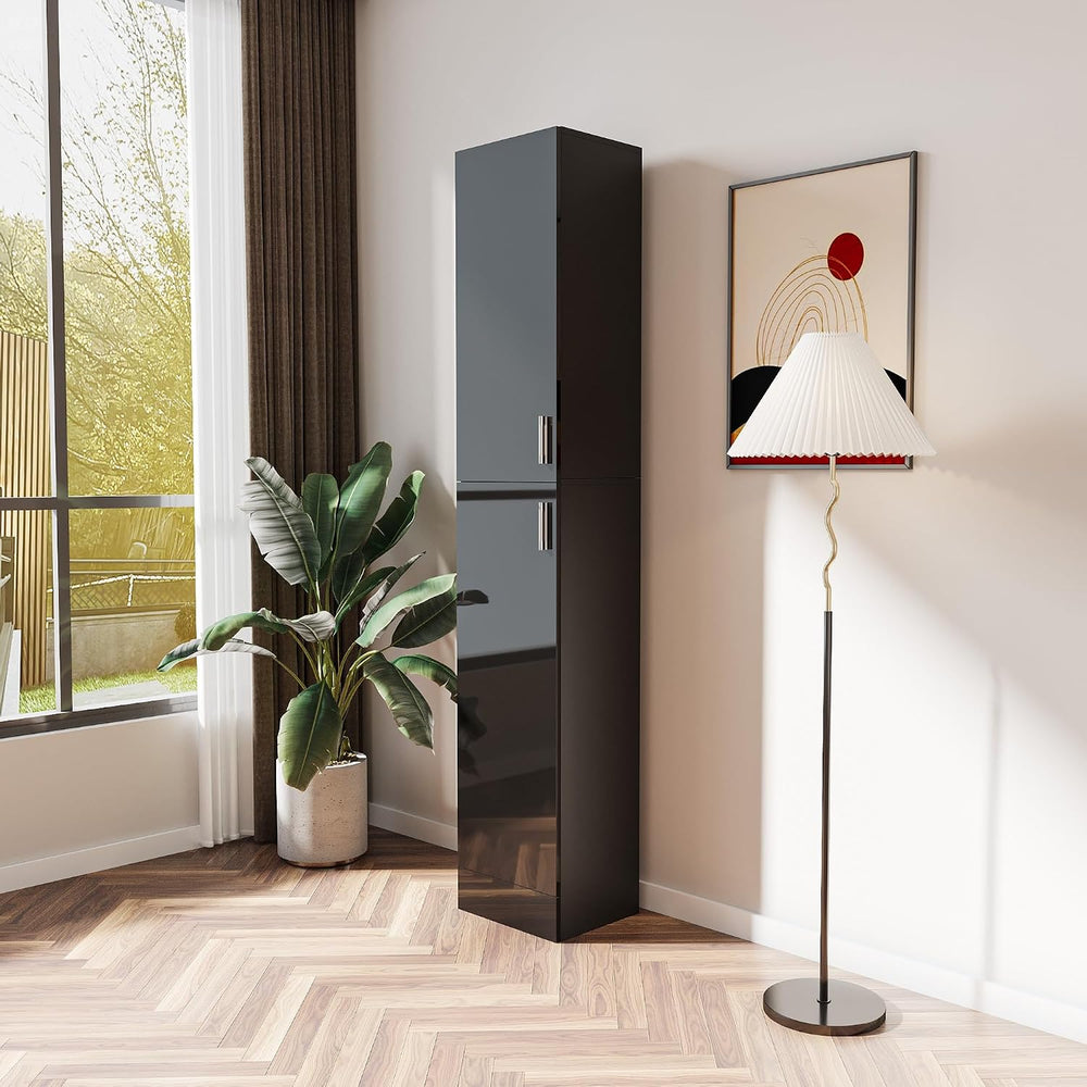 Modern Freestanding Cabinet with Inadjustable Shelves, for Kitchen Dining Roo...