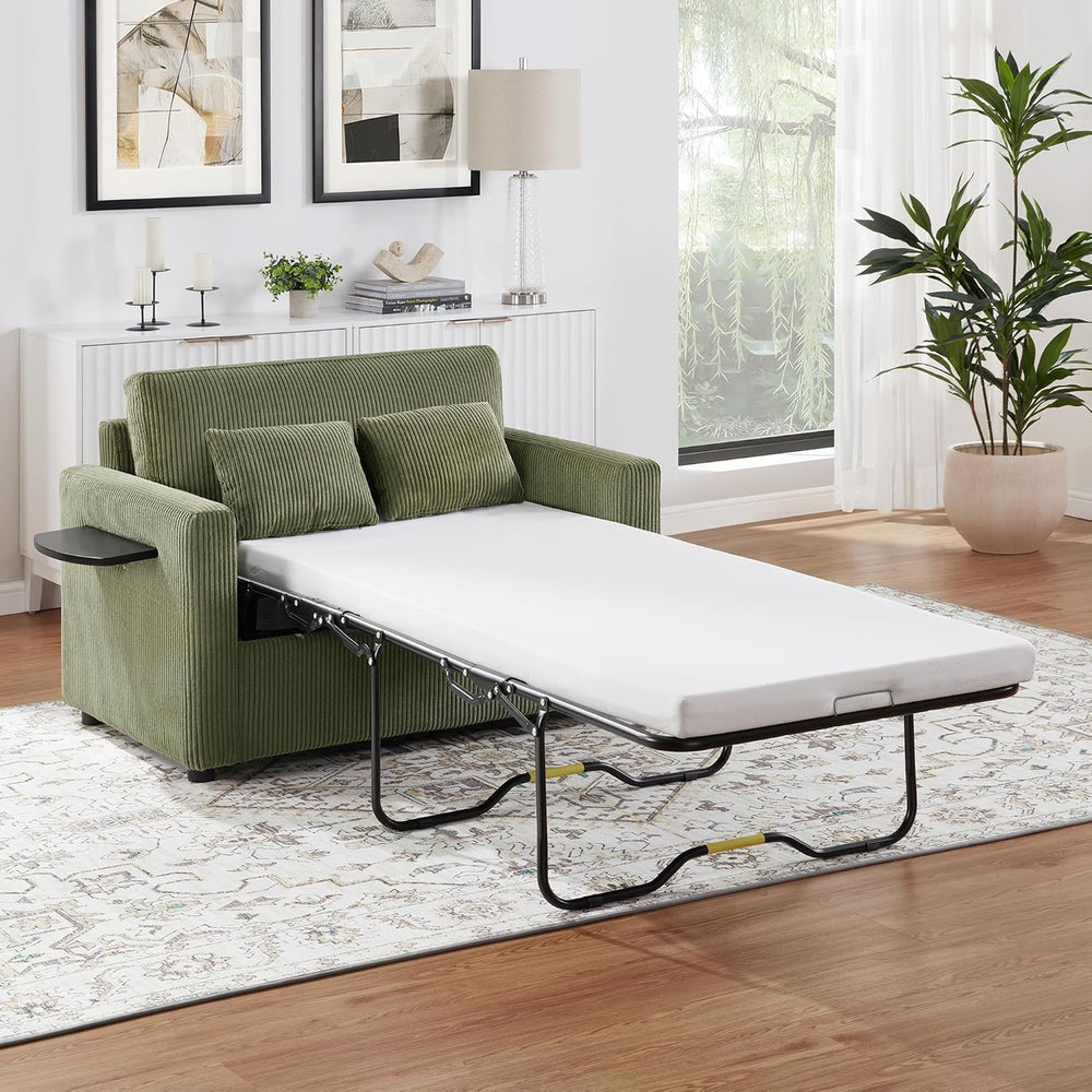 Twin Size Sofa Bed 47.2" Sleeper Sofa Loveseat Sofa with a Foldable Matt...