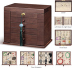 Wooden Jewelry Boxes for Women with Lock,Large Capacity Jewelry Boxes & Organizers,Vintage jewelry organizers and storage,dresser top jewelry organizer,Gift for Wives & Mothers
