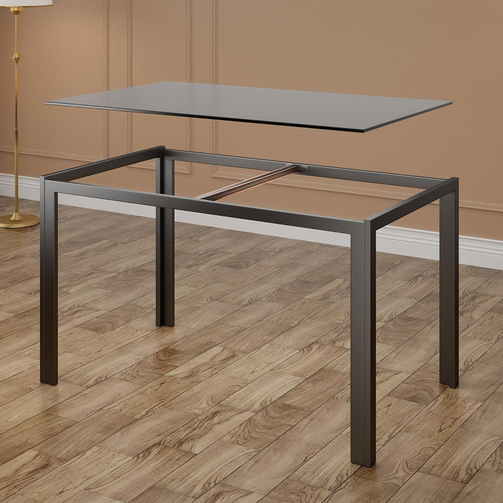 Bealife Kitchen Dining Table Set for 4, Tempered Glass 5 Piece - Black | PU Leather Modern Dining Room Furniture, Space Saving Table and Chairs Set for Home, Kitchen, Living Room, Dining Room