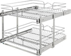 Rev-A-Shelf 2 Tier Kitchen Cabinet Pullout Shelf and Drawer Organizer Slide Out Pantry Storage Basket in Multiple Sizes, 21 x 22 In, 5WB2-2122CR-1