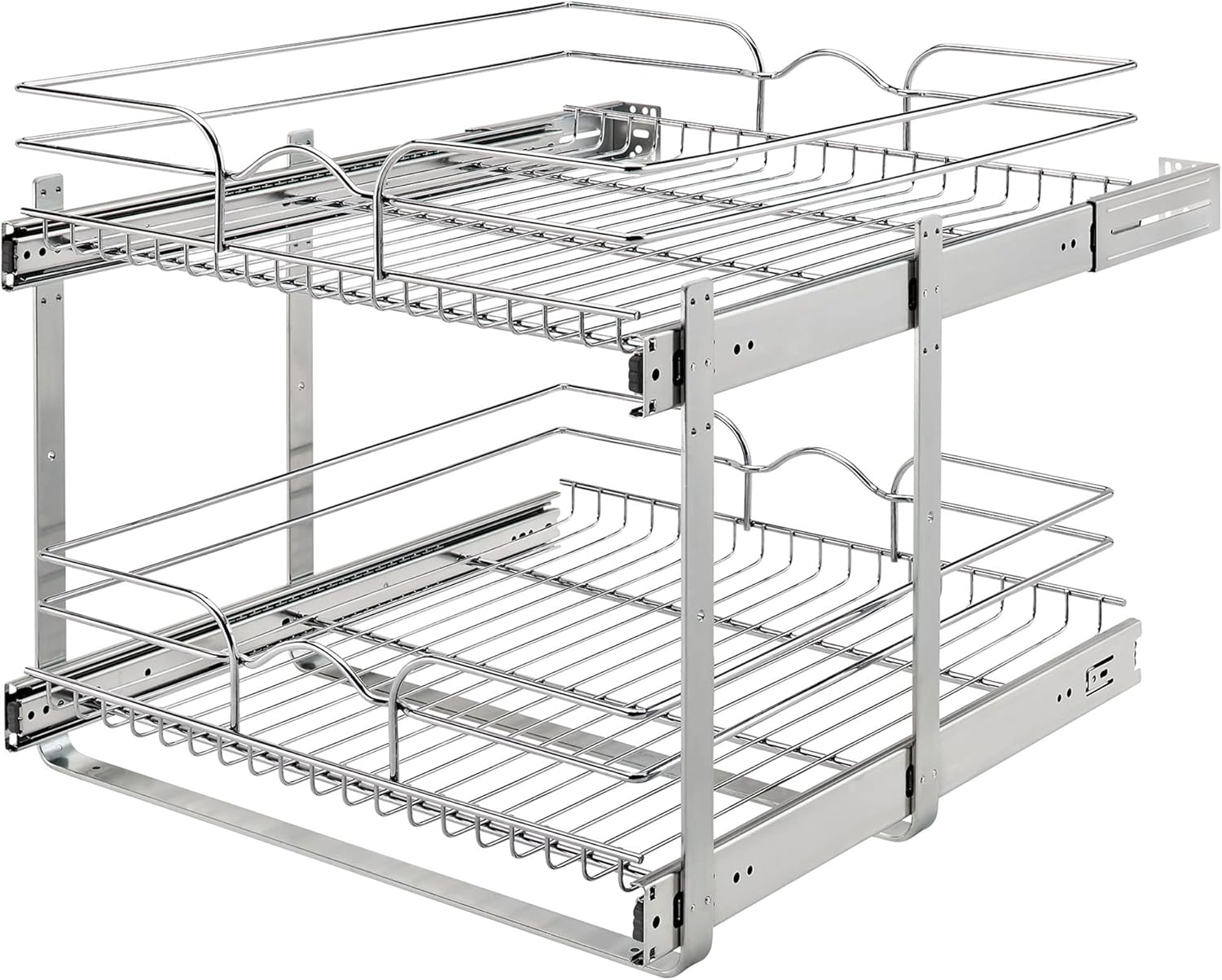 Rev-A-Shelf 2 Tier Kitchen Cabinet Pullout Shelf and Drawer Organizer Slide Out Pantry Storage Basket in Multiple Sizes, 21 x 22 In, 5WB2-2122CR-1