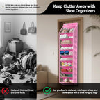 10 Tier Over The Door Organizer - Heavy Duty Hanging Storage Rack with Sturdy Oxford Fabric, Holds 20+ Pairs of Footwear, Boots & Sneakers, Saves 50% Closet Space! (Pink)