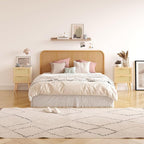 Rattan Nightstand,Boho Bedside with Storage,End Table,Side Table with 2 Hand Made Rattan Decorated Drawers for Small Space,Livingroom,Bedroom,Natural 11.8" D x 16" W x 22.4" H CTG59Y
