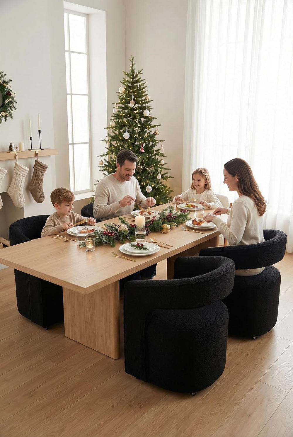 LukeAlon Sherpa Dining Chairs Set of 2, Modern 360° Swivel Kitchen Chairs wit...