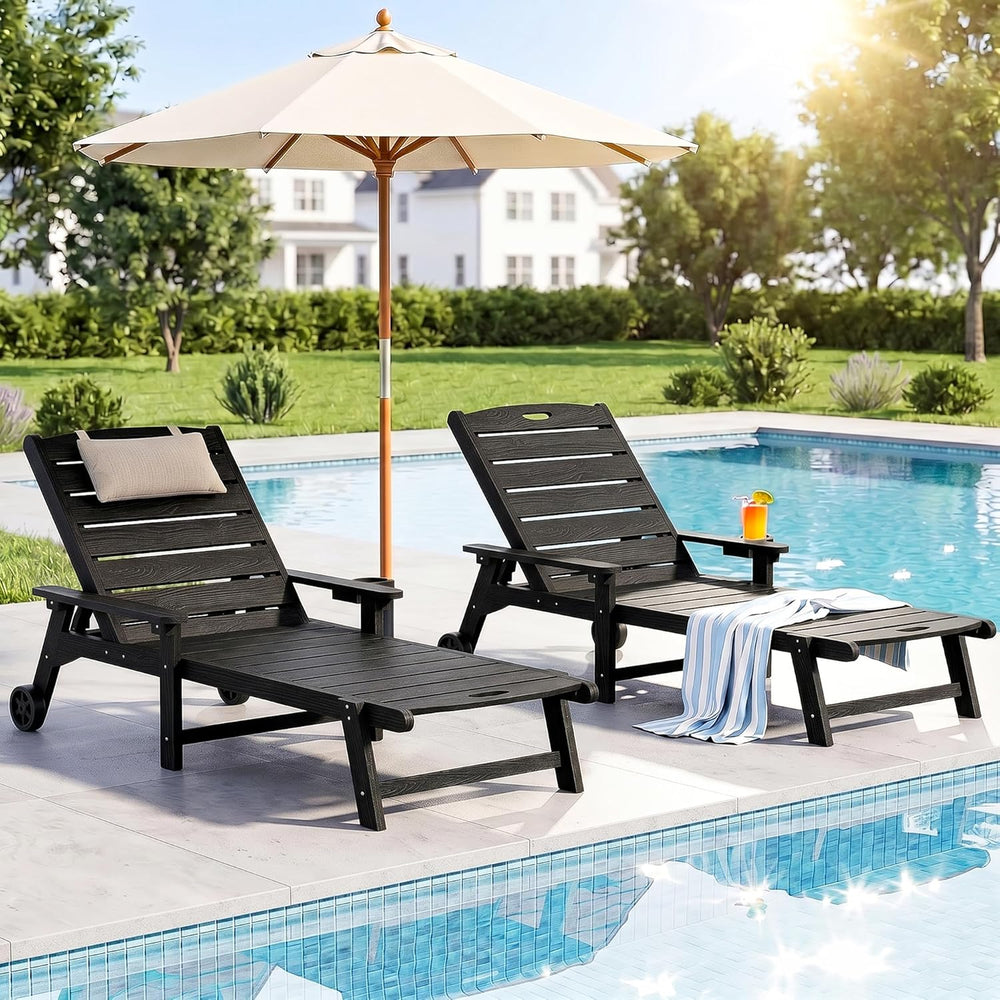 Outdoor Lounge Chair Set of 4 with 5-Position Adjustable, Outside Lounge Chai...