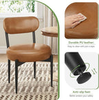 Upholstered Dining Chairs Set of 2, PU Leather Dining Room Chairs with Sturdy Metal Legs, Kitchen Chairs for Dining Room/Kitchen/Restaurant/Hotel, Modern Style, Brown