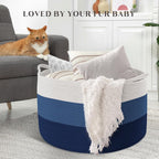 Maliton Woven Rope Blanket Basket Living Room, Storage Basket for Toy, 90L | 22x22x14 cotton rope basket. Holds blankets, toys & towels & laundry. For bedroom, nursery, bath & playroom. Soft & durable.