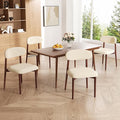 Wooden Dining Chair Set of 4, Modern Dining Chairs with with Curved Back, Linen Fabric Upholstered Kitchen Room Chairs with Adjustable Legs for Farmhouse Dining Living Room,Beige