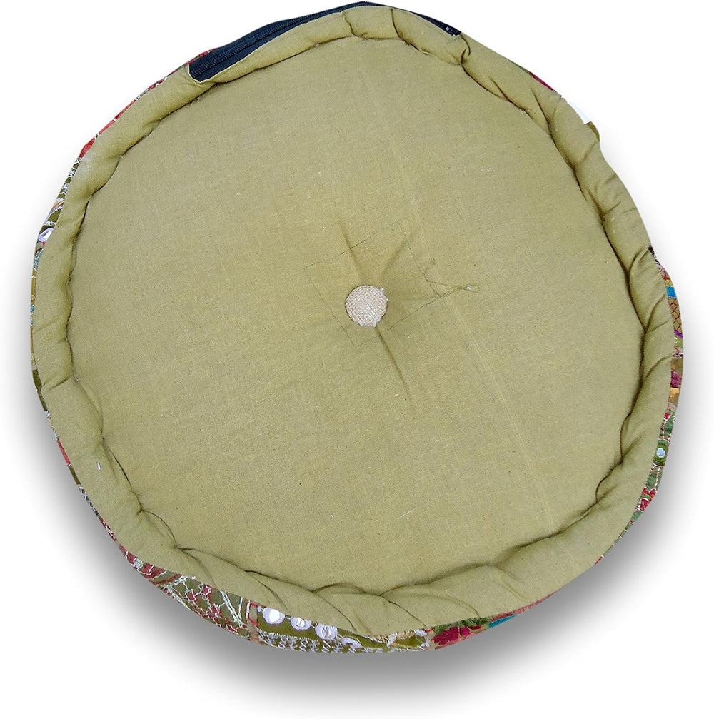 Sophia Art Indian Pouf Stool Vintage Patchwork Embellished with Patchwork Liv...