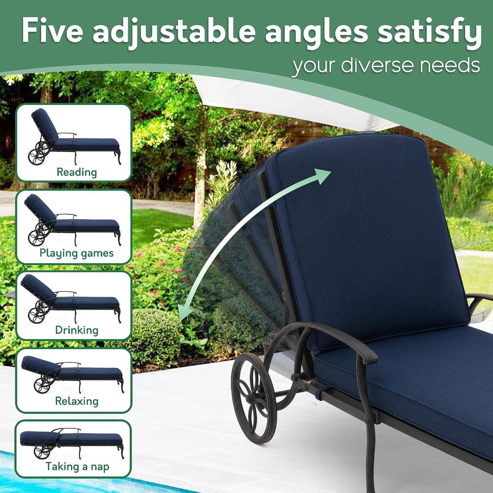 Chaise Lounge Chair Outdoor- Set of 2 Patio Pool Chairs Tanning Lounges for O...
