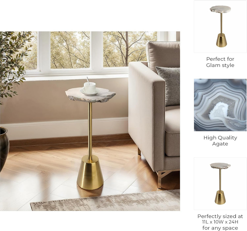 Classy End Table, Side Table, or Night Stand - Raw Agate Drink Table with Sli...