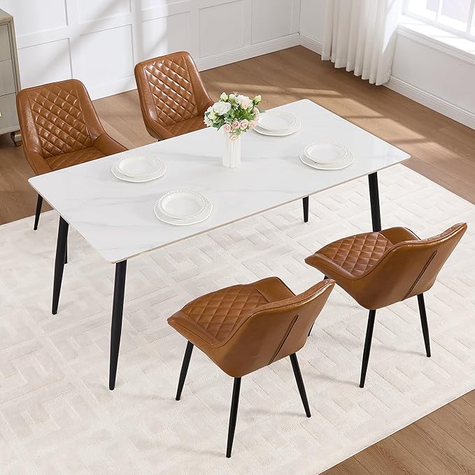 Dining Chair Set of 4, Modern Dining Chairs with Thick Cushions, Faux Leather...