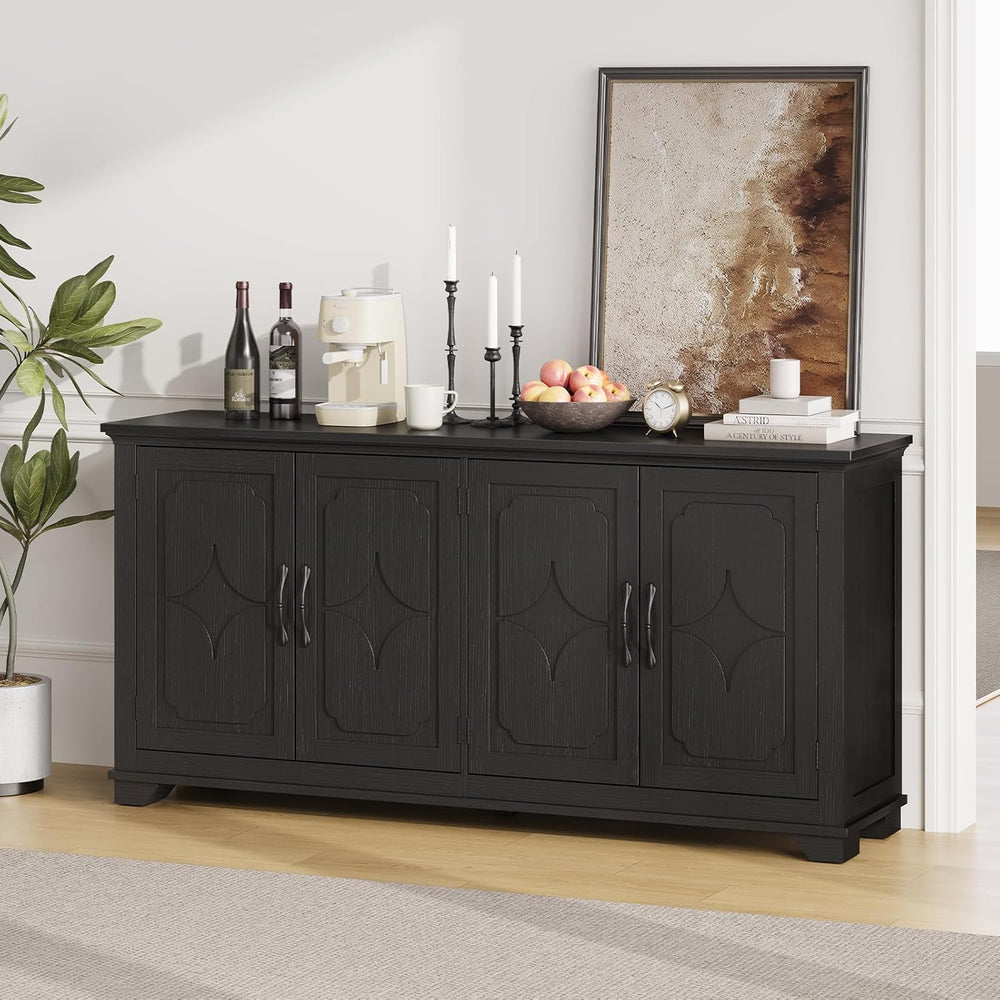 ONBRILL 63 Inch Buffet Cabinet with Storage, Large Sideboard Cabinet with 4 C...