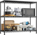 3- Shelf Metal Shelving Unit 35.6Wx14Dx36H Adjustable Storage Shelves Heavy Duty Garage Shelving Steel Wire Shelving for Laundry Bathroom Kitchen Pantry Closet Garage Black