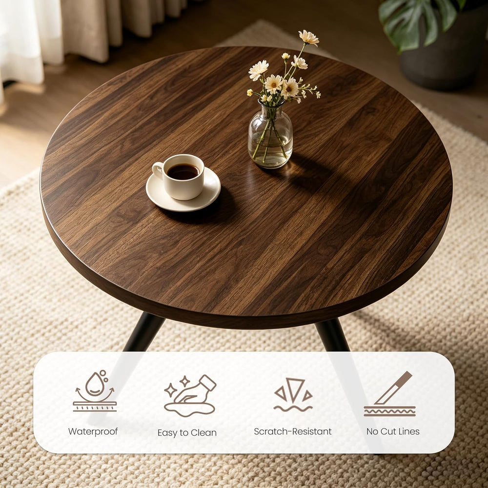 34.6" Round Dining Table Set for 2, Walnut Small Dining Room Set | Space...