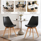VECELO Dining Chairs Set of 4, Mid-Century Modern Kitchen & Dining Room Chairs, PU Leather Upholstered Seat, Solid Wood Legs, Armless, Non-Slip Feet, Black