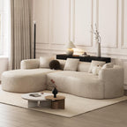 ONEMMLION 111" Oversized Boneless L-Shaped Sectional Sofa, Light Brown | Luxury modern curved cloud couch for Living Room with extra-deep seat,left-facing chaise,no assembly required