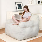 Jumbo Plush Bean Bag Chair for Adults with Head & Back Support - Extra Large Durable Tear-Resistant Fabric (Large)