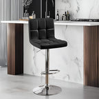 Yaheetech Single Bar Stool, Adjustable PU Leather Swivel Barstools, Modern Counter Stools with Back and Footrest, Counter Height Barstools for Bar, Kitchen, Dining Room, Black